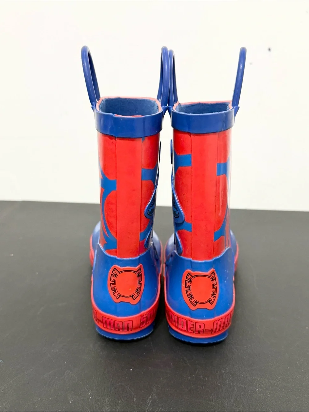 MARVEL Spider-Man Boys Blue Red Rain Boots Pull On Size 11-12